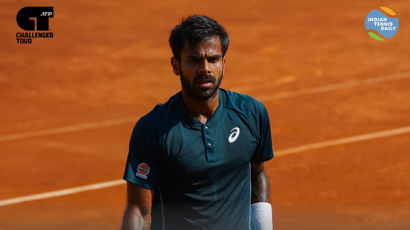 Sumit Nagal in first-round action at the ATP 75 Hagen Challenger 2025