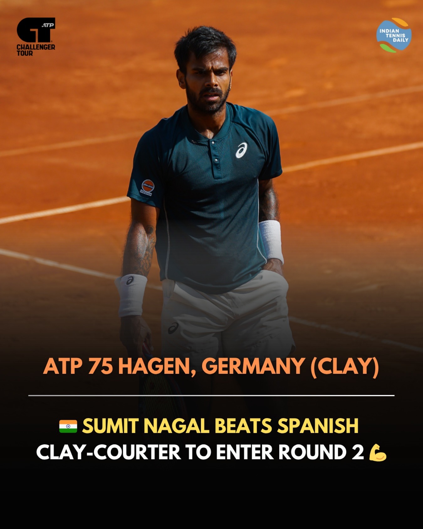 Sumit Nagal in first-round action at the ATP 75 Hagen Challenger 2025
