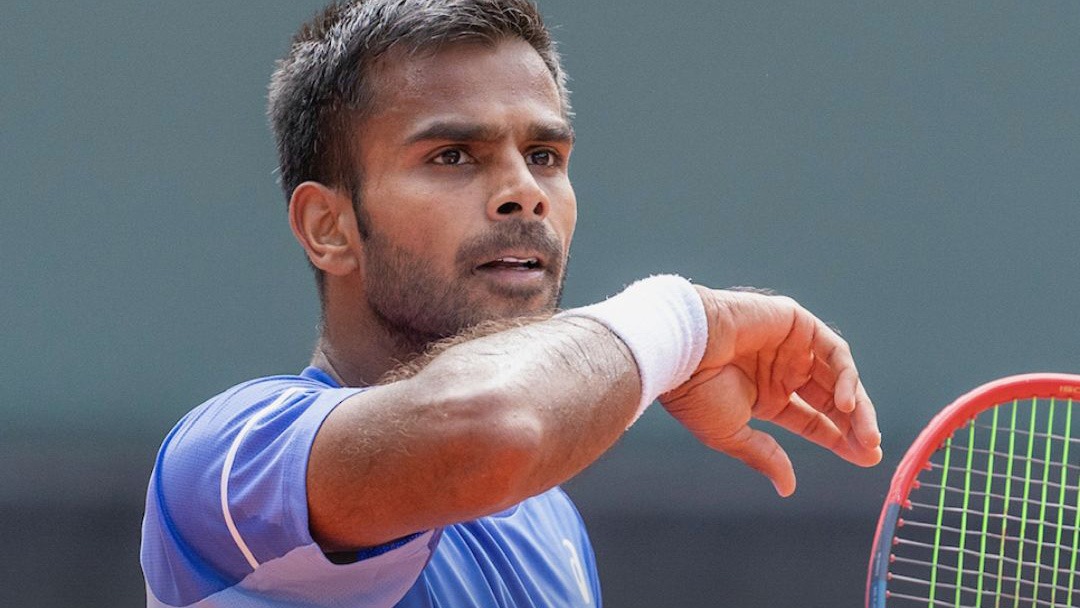 Sumit Nagal during the ATP 75 Tampere Challenger 2025