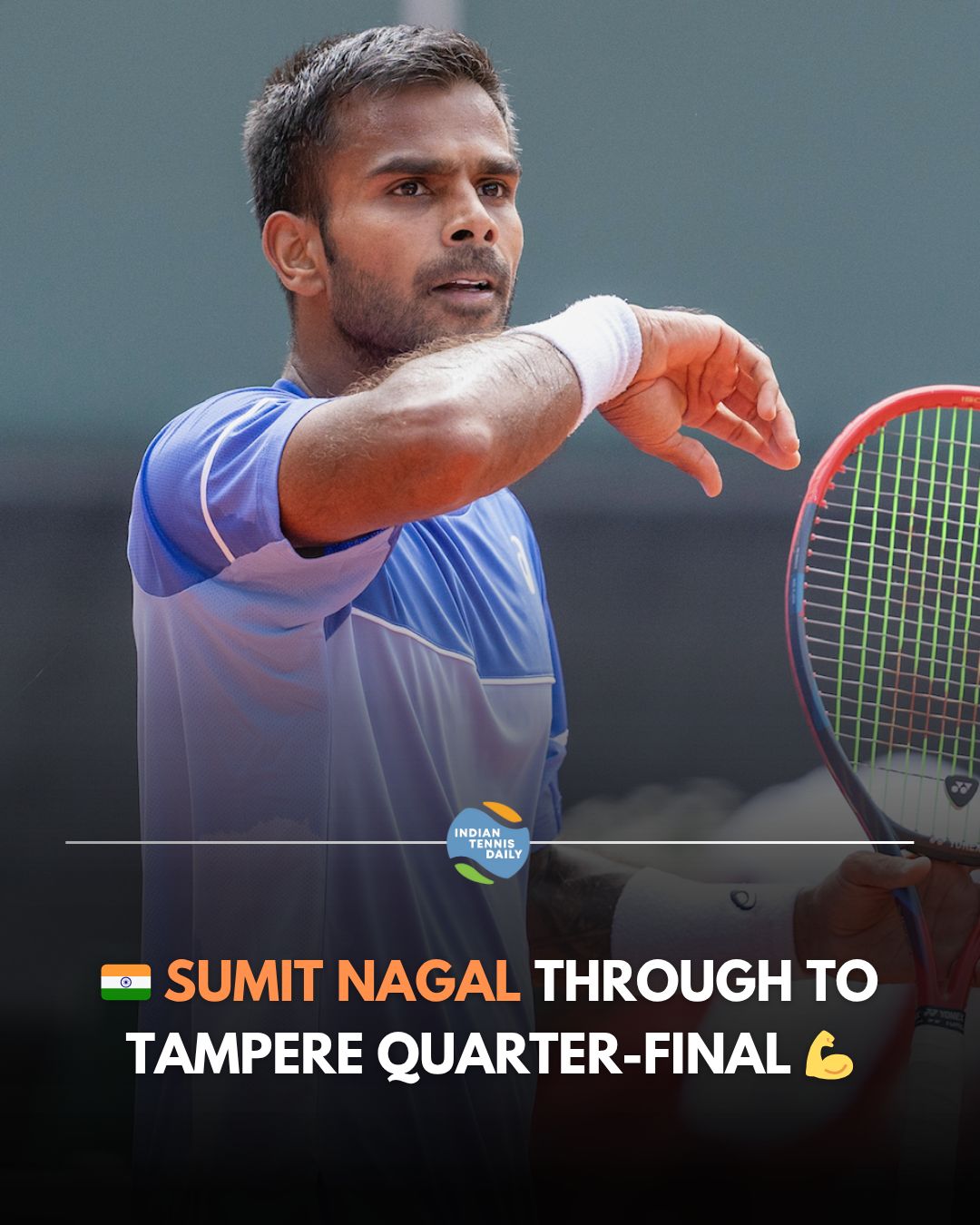 Sumit Nagal during the ATP 75 Tampere Challenger 2025