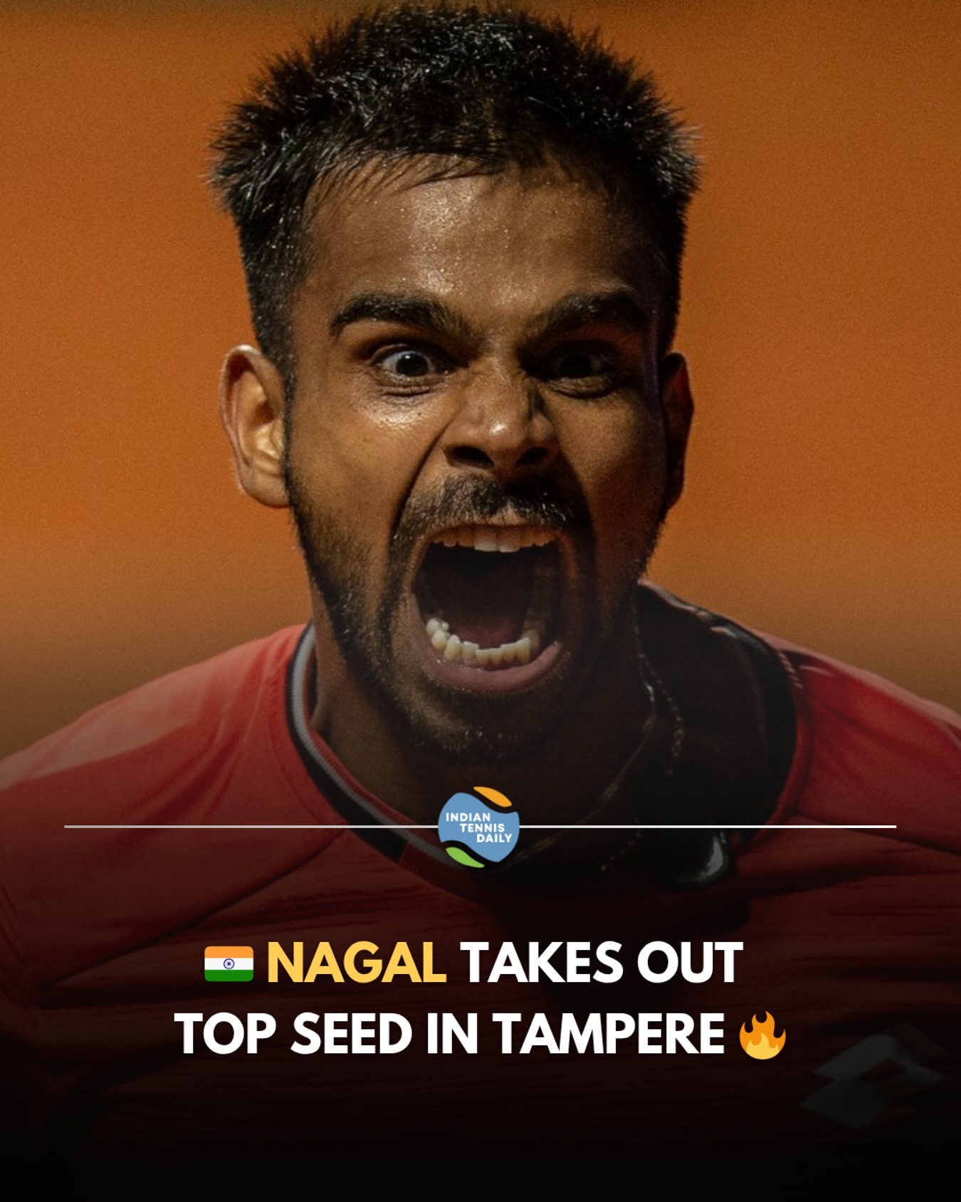 Sumit Nagal in action at the ATP 75 Tampere Challenger 2025 after his win over top seed Jay Clarke