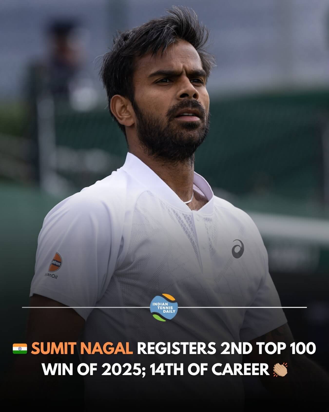 Sumit Nagal after his latest Top 100 win in 2025