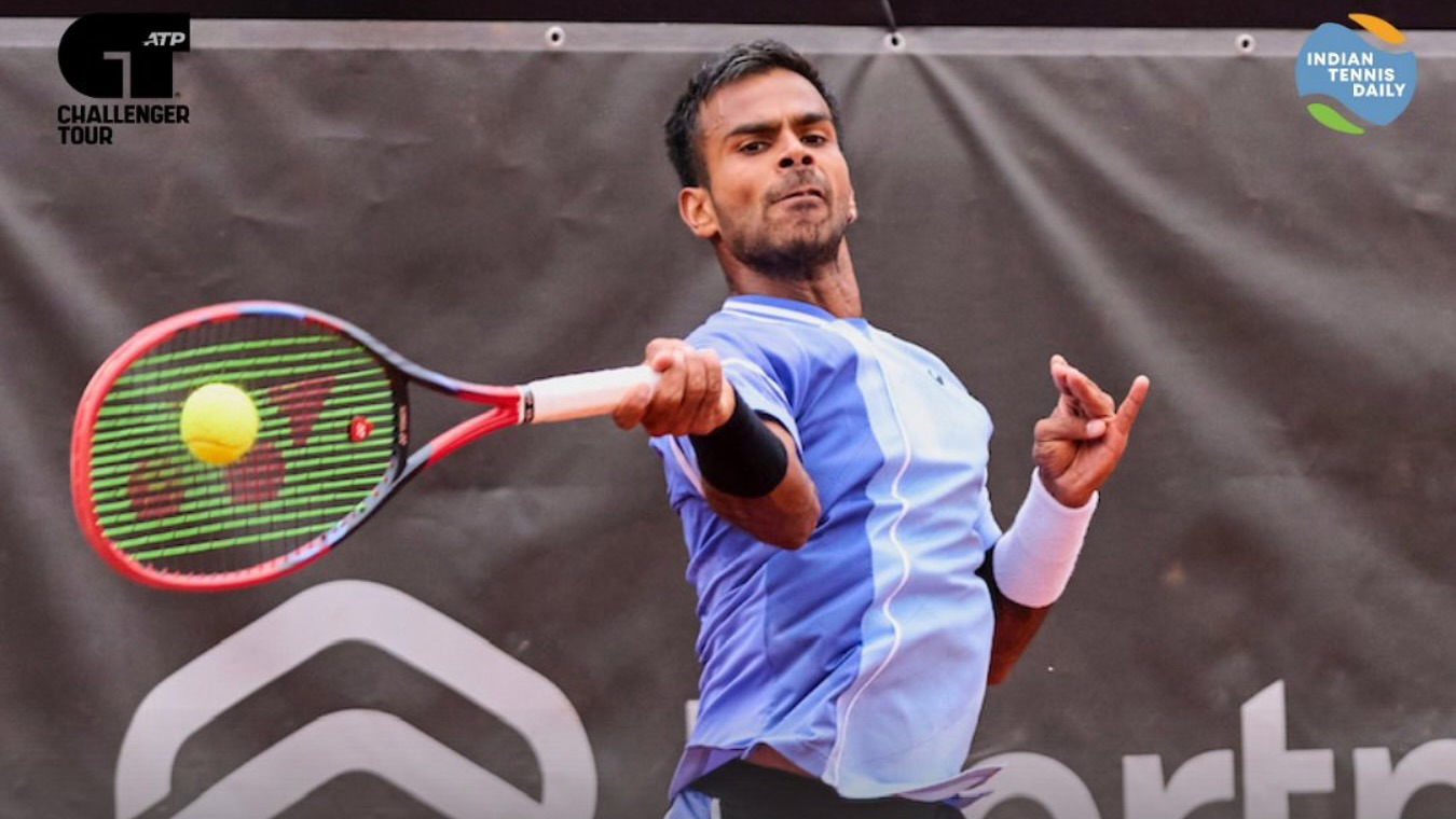 Sumit Nagal competing at the ATP Sofia Challenger 2025