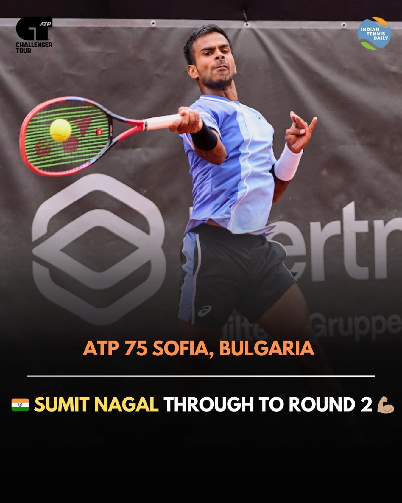 Sumit Nagal competing at the ATP Sofia Challenger 2025