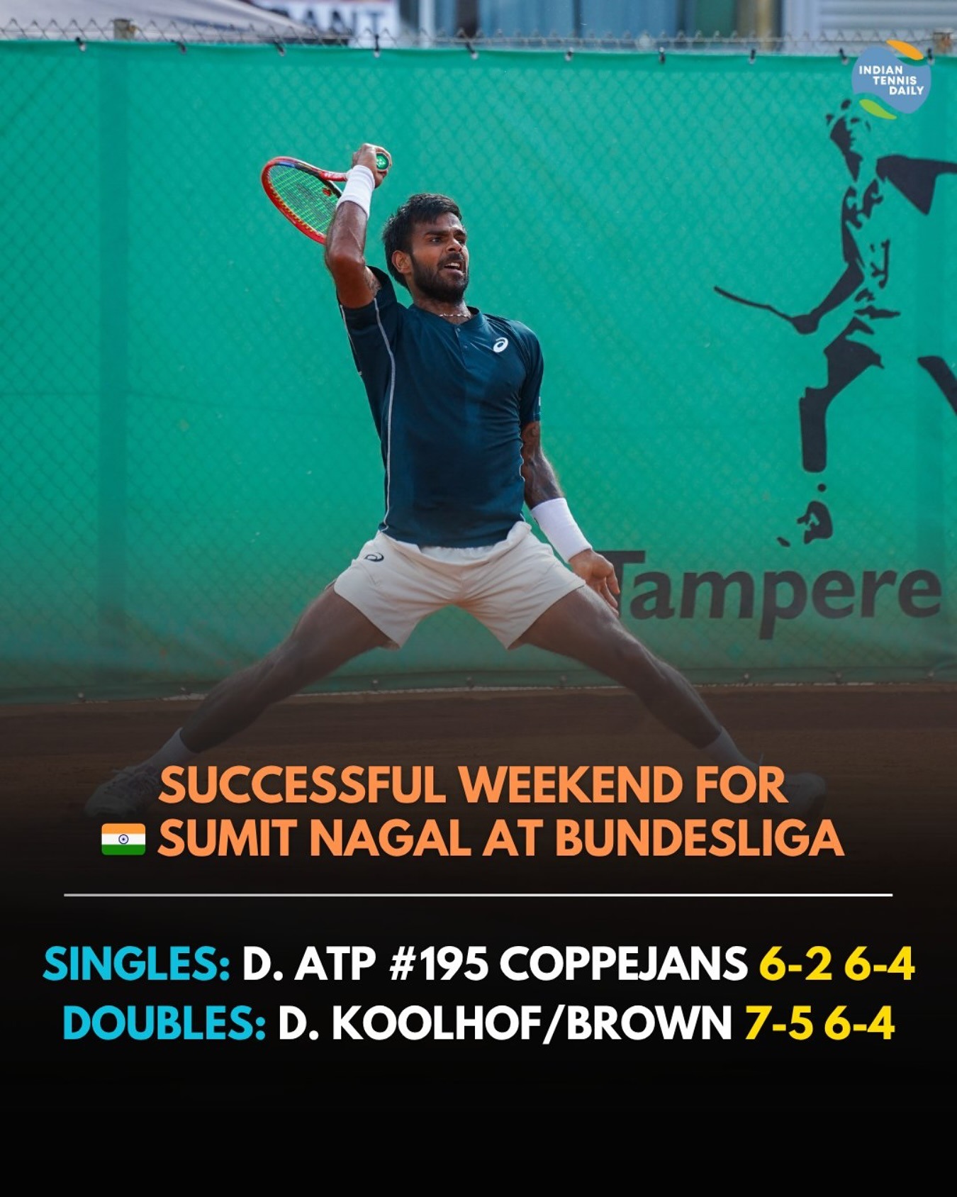 Sumit Nagal playing for Aachen in the German Tennis Bundesliga