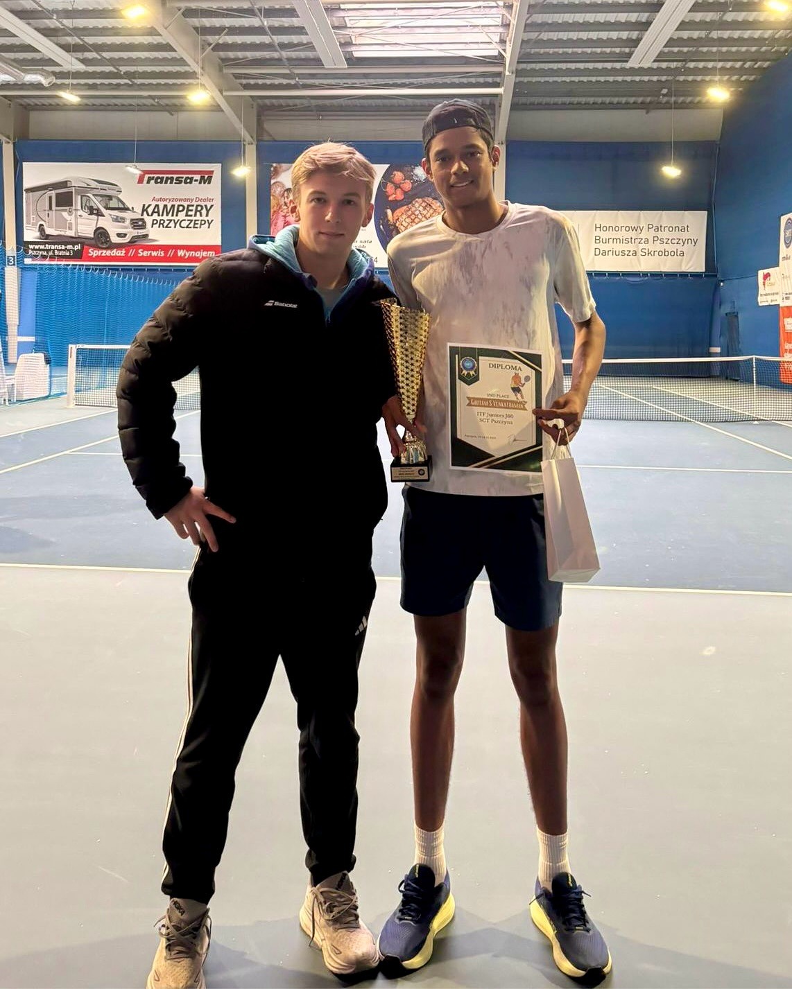 Gautam Venkatraman during a tennis match at ITF J60 Pszczyna 2025