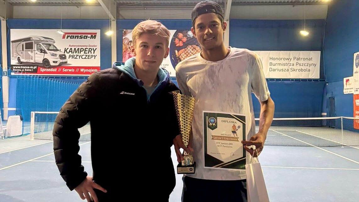 Gautam Venkatraman during a tennis match at ITF J60 Pszczyna 2025
