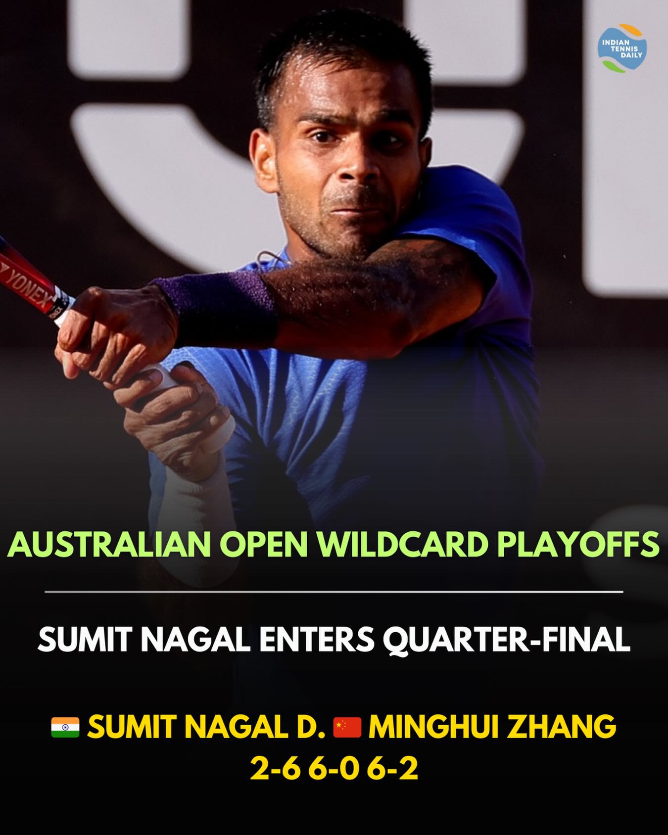 Sumit Nagal during training at a tennis venue
