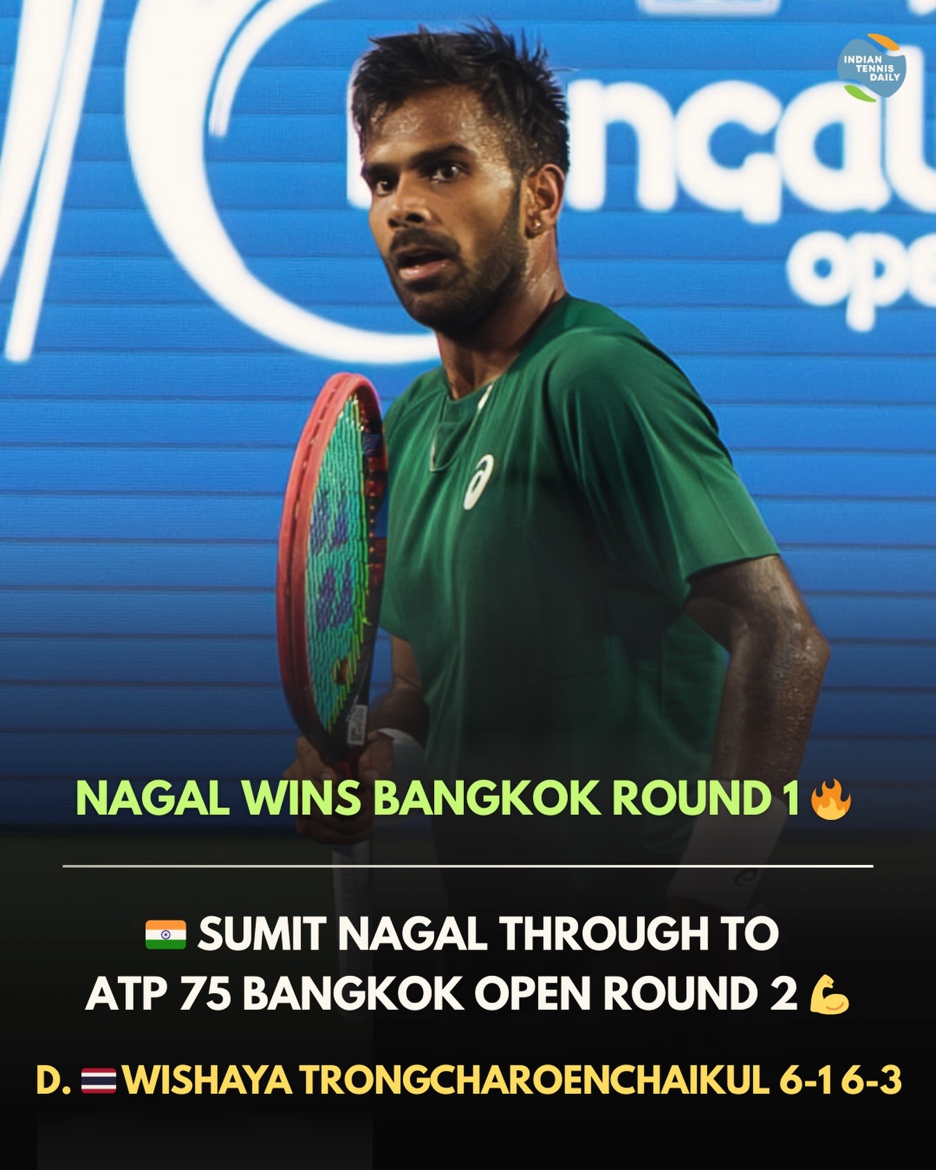 Sumit Nagal at a tennis event in Bangkok 2026