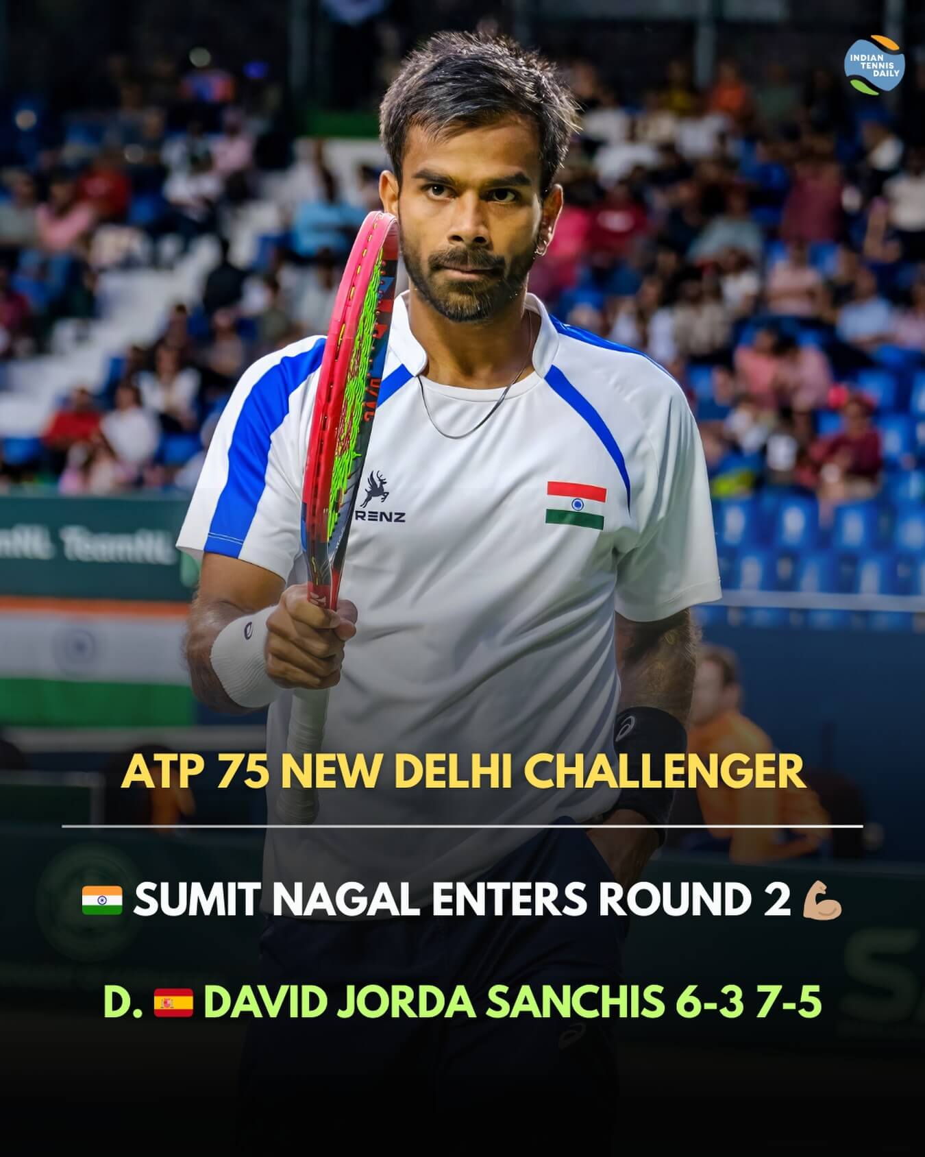 Tennisprofi Sumit Nagal bei beim ATP Challenger in Neu-Delhi.