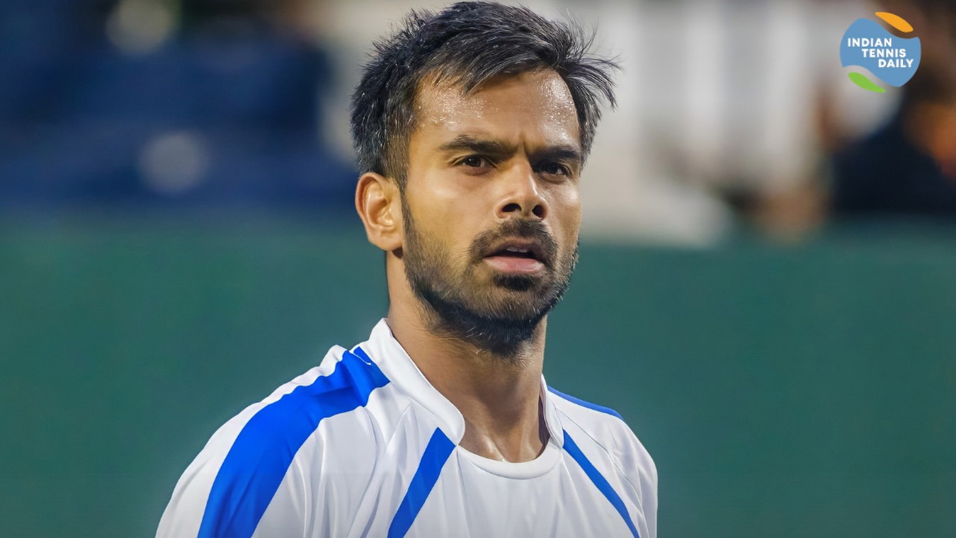 Tennisspieler Sumit Nagal aus Indien beim ATP 175 Turnier in Bordeaux, Frankreich.