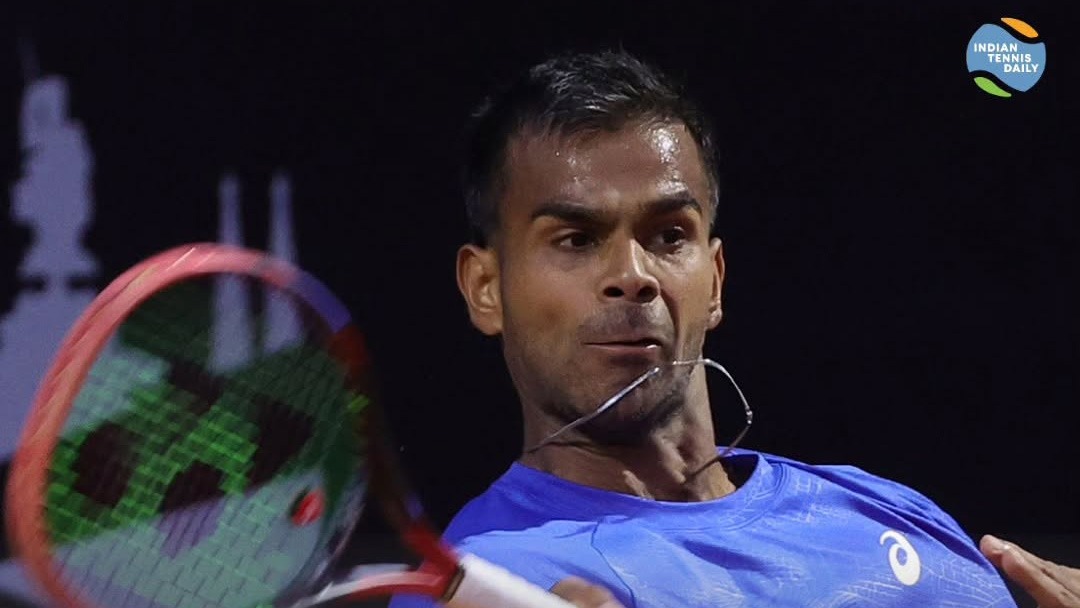 Tennisspieler Sumit Nagal aus Indien beim ATP Challenger 100 Moldova Open in Chișinău.