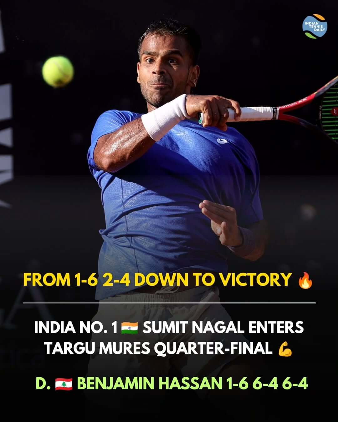 sumit-nagal-india-atp-targu-mures-r16-comeback Tennisspieler Sumit Nagal aus Indien beim ATP 75 Challenger in Târgu Mureș, Rumänien.