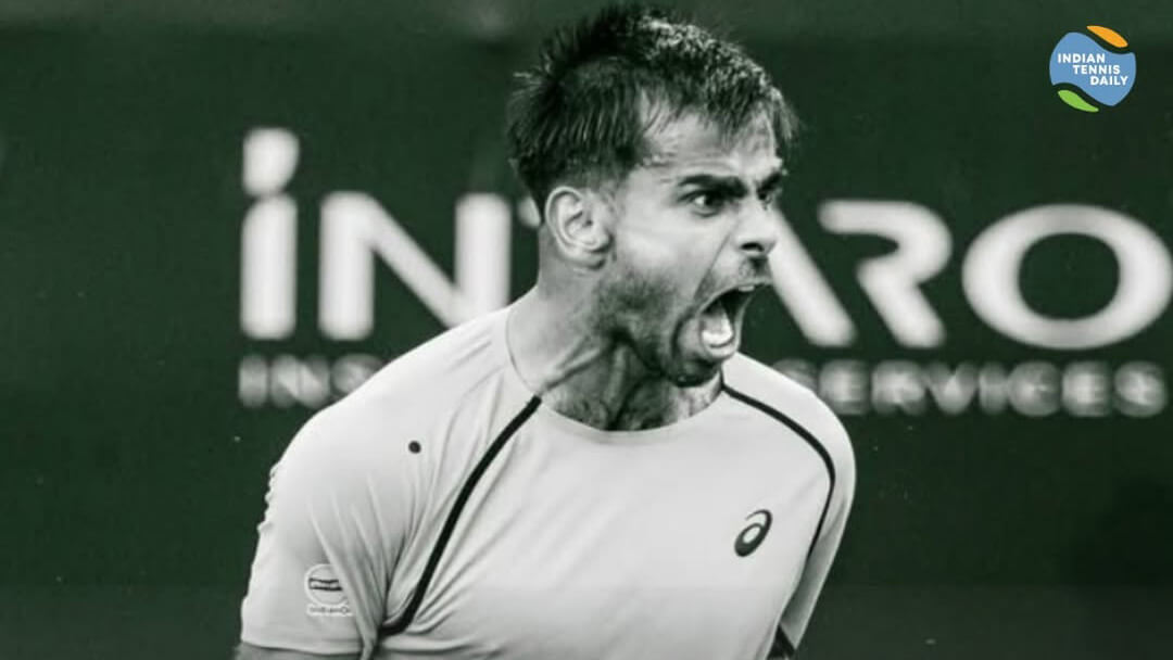 Tennisspieler Sumit Nagal aus Indien beim ATP 75 Challenger in Târgu Mureș, Rumänien.