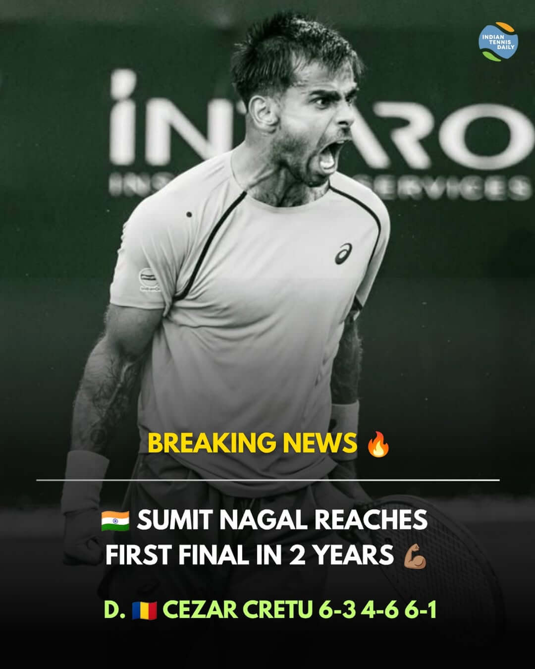 sumit-nagal-india-atp-targu-mures-sf-win Tennisspieler Sumit Nagal aus Indien beim ATP 75 Challenger in Târgu Mureș, Rumänien.