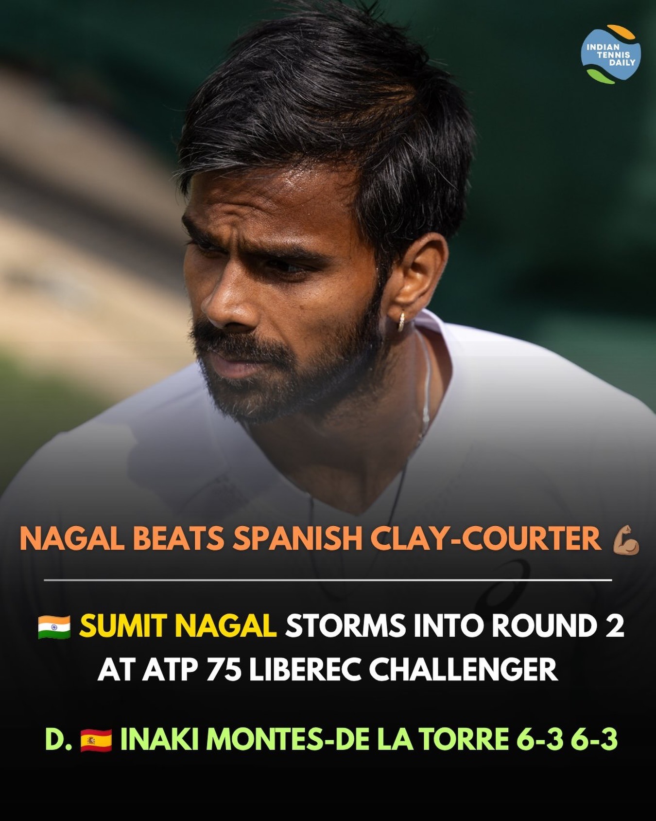 sumit-nagal-india-atp-liberec-challenger-r32 Tennisspieler Sumit Nagal aus Indien beim ATP 75 Challenger in Liberec, Tschechien.