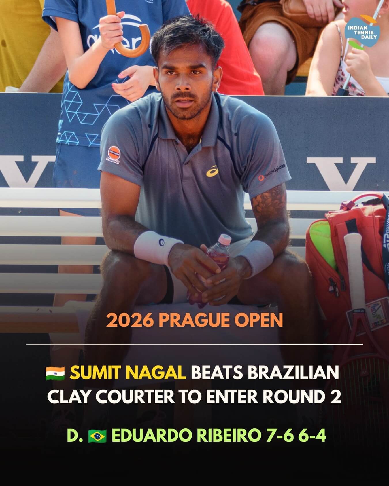 sumit-nagal-india-atp-prague-challenger-r32 ennisspieler Sumit Nagal aus Indien beim ATP Challenger in Prag, Tschechien.